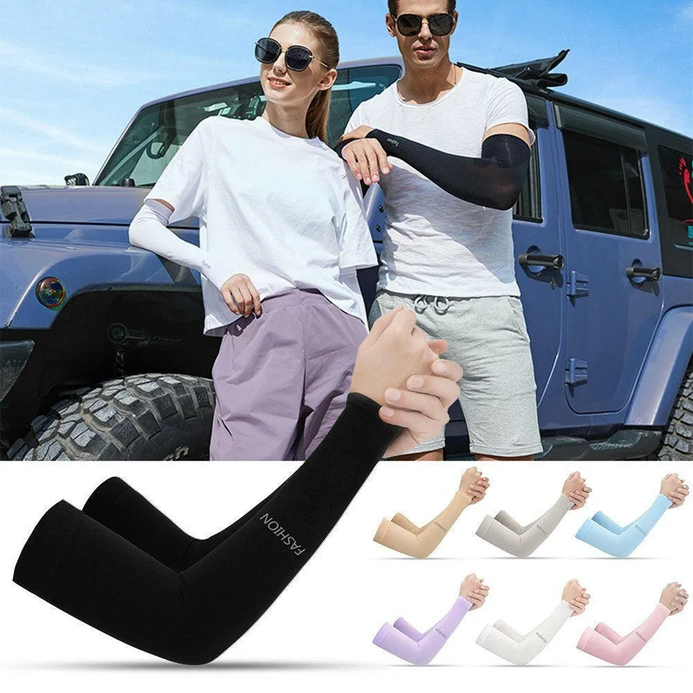 1 Pair Cooling Arm Sleeves UV Protective Absorbent Arm Cover for Outdoor Cycling Driving Running Golf Men Women