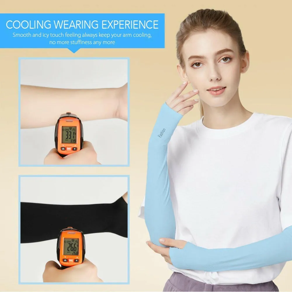 1 Pair Cooling Arm Sleeves UV Protective Absorbent Arm Cover for Outdoor Cycling Driving Running Golf Men Women