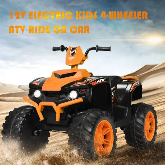 12V Kids Electric 4-Wheeler ATV Quad Ride On Car with LED Light-Orange