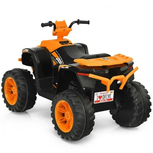 12V Kids Electric 4-Wheeler ATV Quad Ride On Car with LED Light-Orange