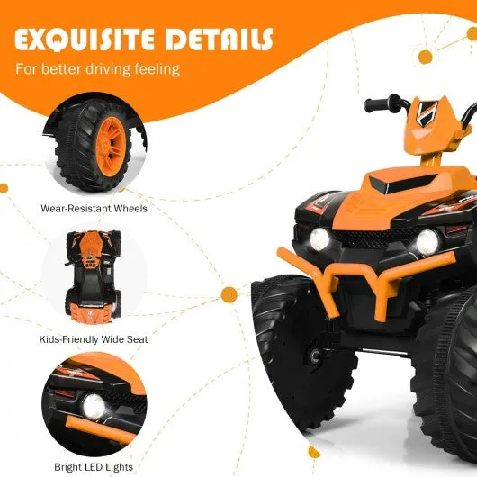 12V Kids Electric 4-Wheeler ATV Quad Ride On Car with LED Light-Orange