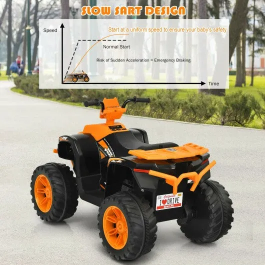 12V Kids Electric 4-Wheeler ATV Quad Ride On Car with LED Light-Orange