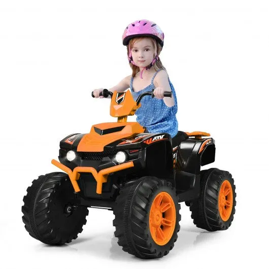 12V Kids Electric 4-Wheeler ATV Quad Ride On Car with LED Light-Orange