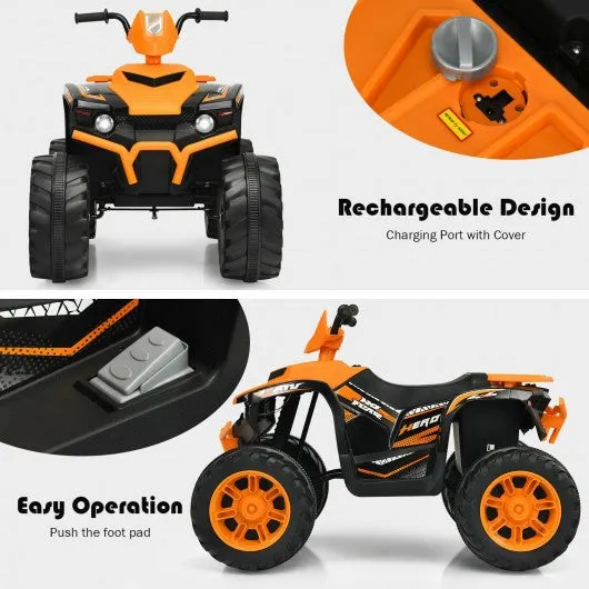 12V Kids Electric 4-Wheeler ATV Quad Ride On Car with LED Light-Orange