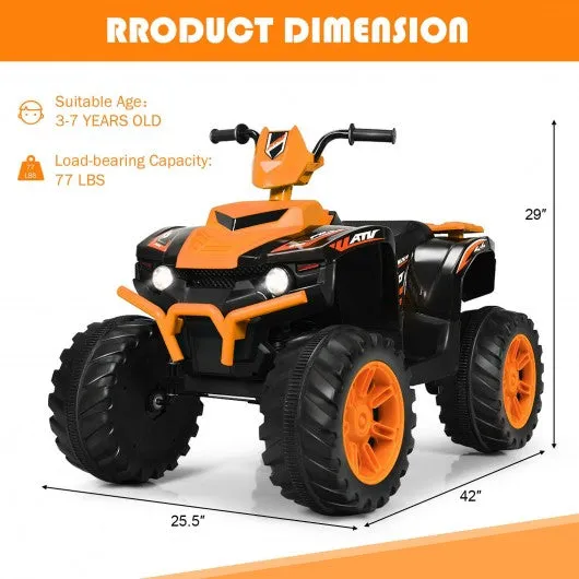 12V Kids Electric 4-Wheeler ATV Quad Ride On Car with LED Light-Orange