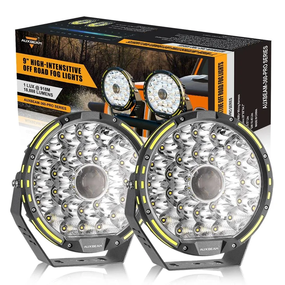 360 PRO Series 7 INCH/9 INCH 360-PRO Series Offroad LED Driving Lights Amber/Black Covers(Optional)