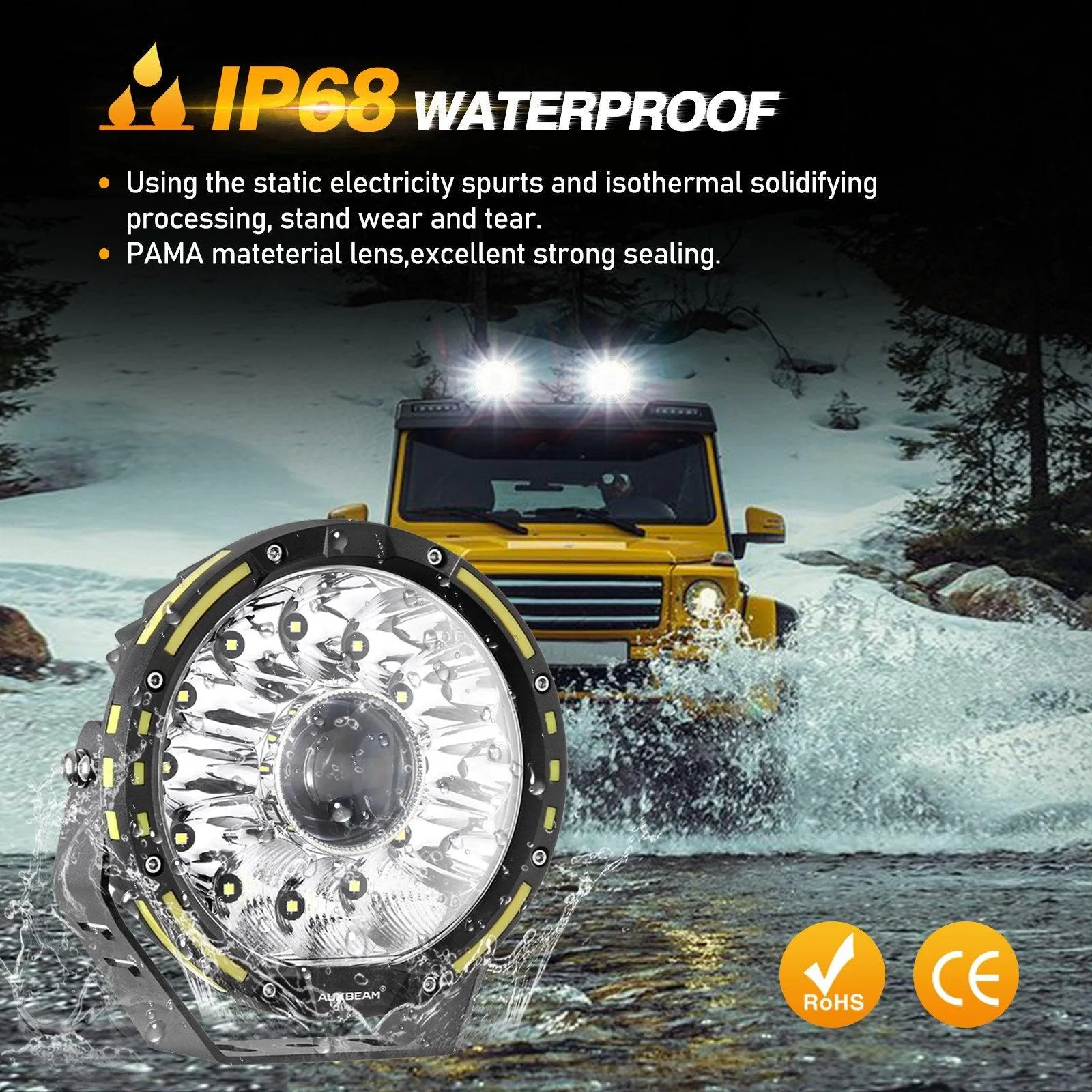 360 PRO Series 7 INCH/9 INCH 360-PRO Series Offroad LED Driving Lights Amber/Black Covers(Optional)