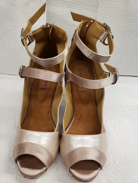 3" Anamasacote-- Women's Latin Sandal -- Flesh Satin/Light Tan Patent