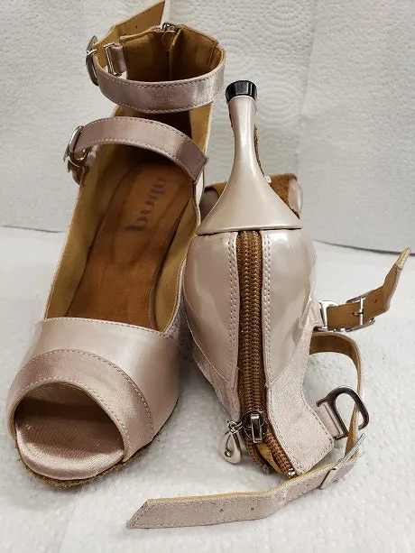 3" Anamasacote-- Women's Latin Sandal -- Flesh Satin/Light Tan Patent