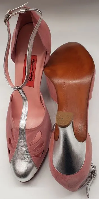 3" Gricel II -- Women's Tango Shoe -- Pink Suede/Silver Heel