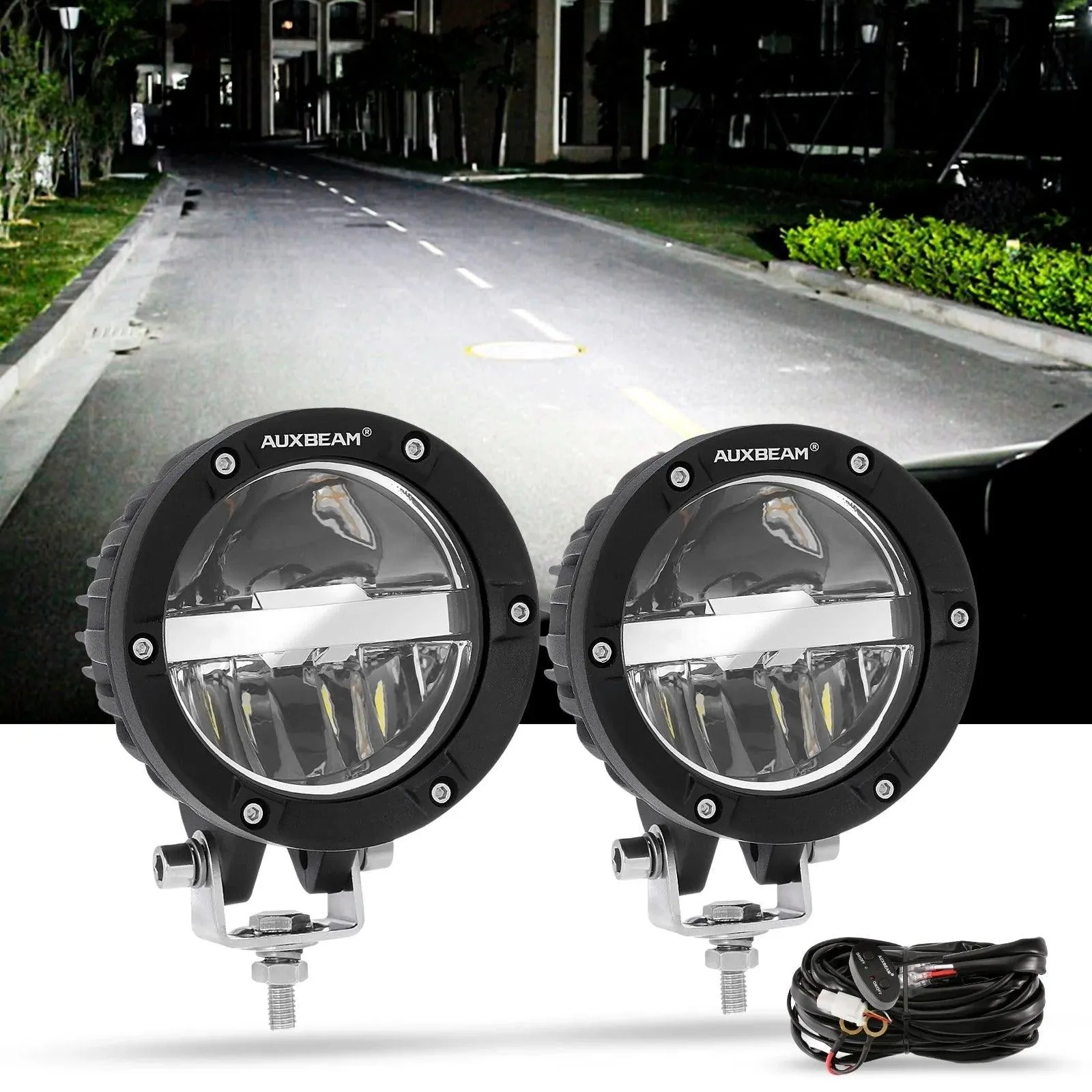 4 Inch 110W Round OFF Road LED Pod Lights Combo Beam With Wiring Harness