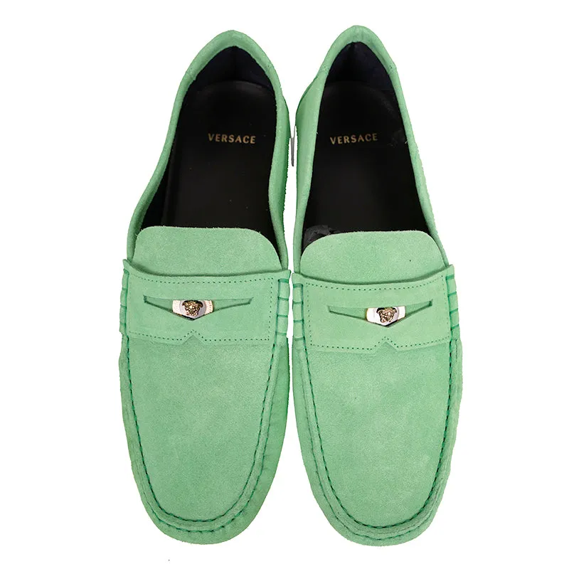 45 US 12 NEW $750 VERSACE Mens Mint MEDUSA Leather Slip On DRIVING PENNY LOAFERS