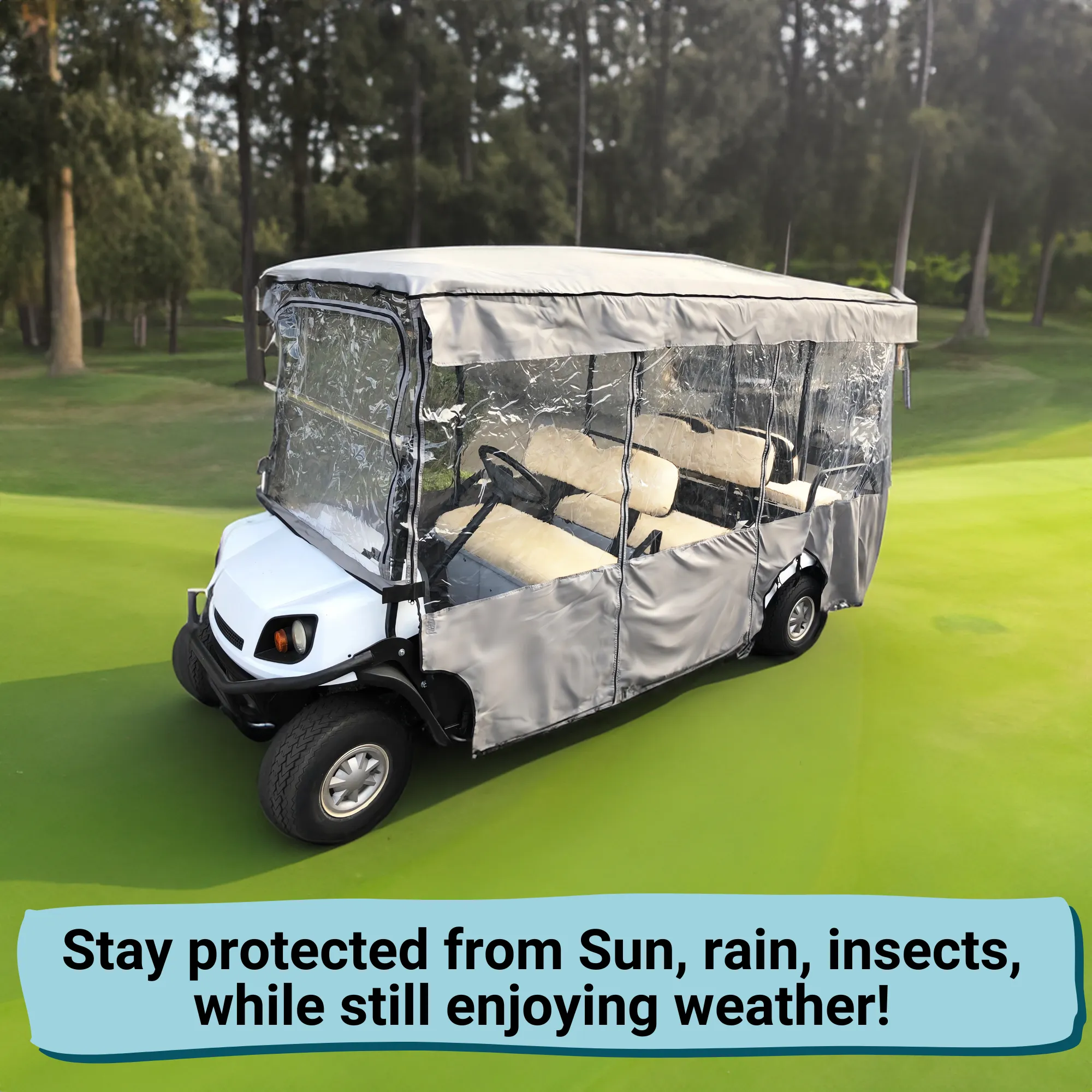 6 Passenger Driving Enclosure Golf Cart Cover fits EZGO 4 2 Bench