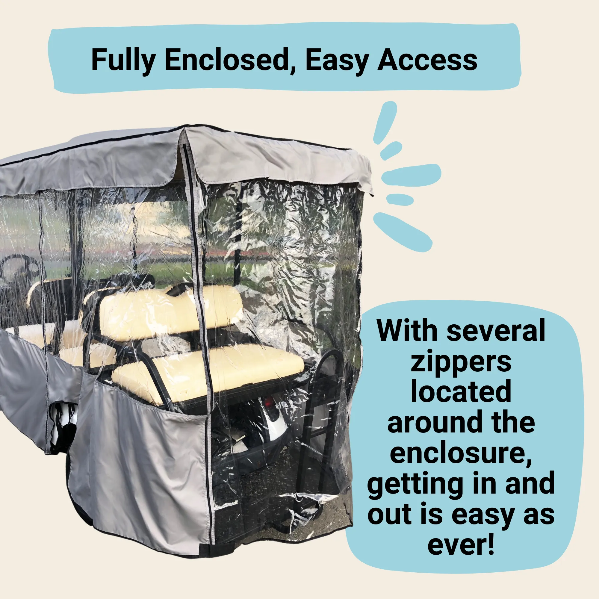 6 Passenger Driving Enclosure Golf Cart Cover fits EZGO 4 2 Bench