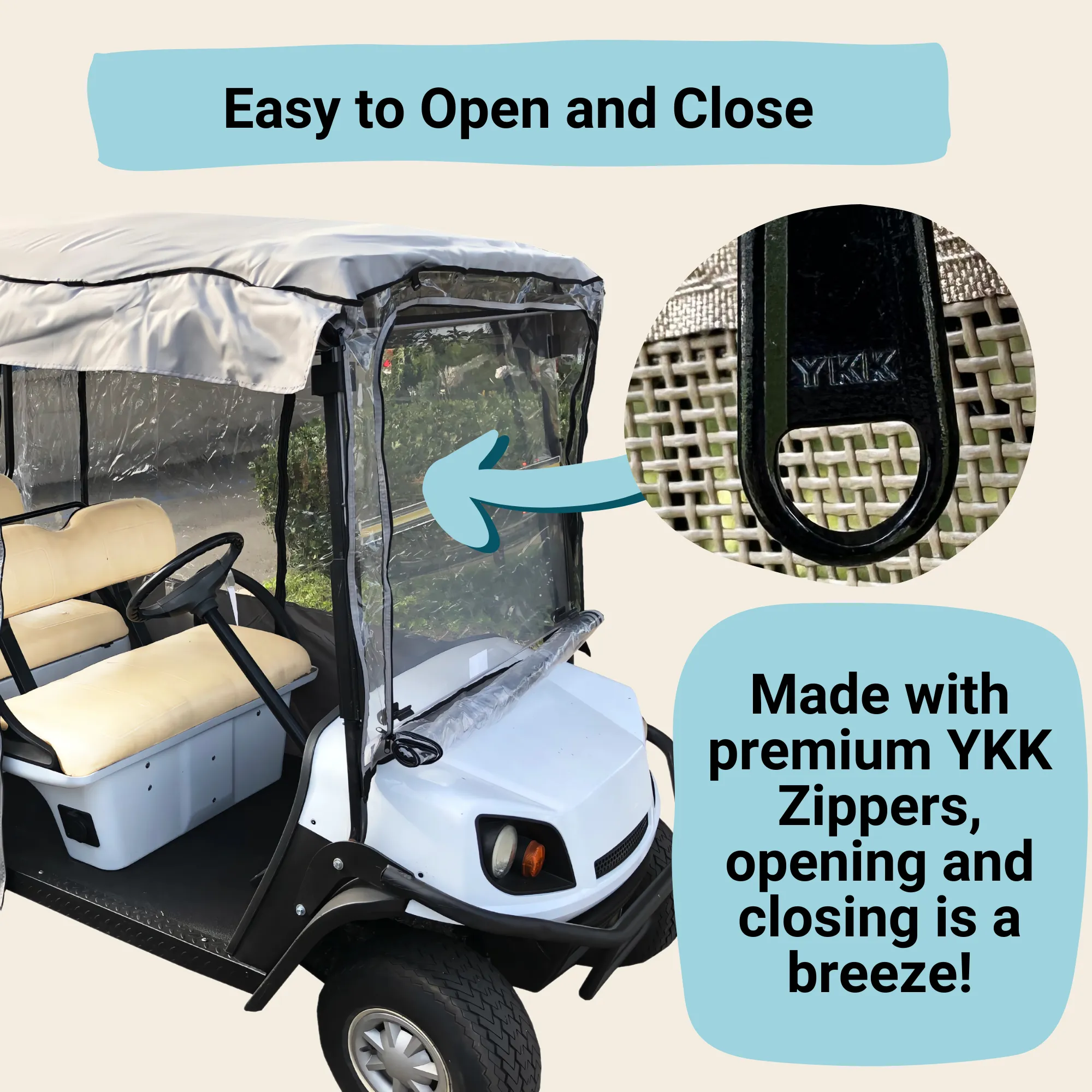 6 Passenger Driving Enclosure Golf Cart Cover fits EZGO 4 2 Bench