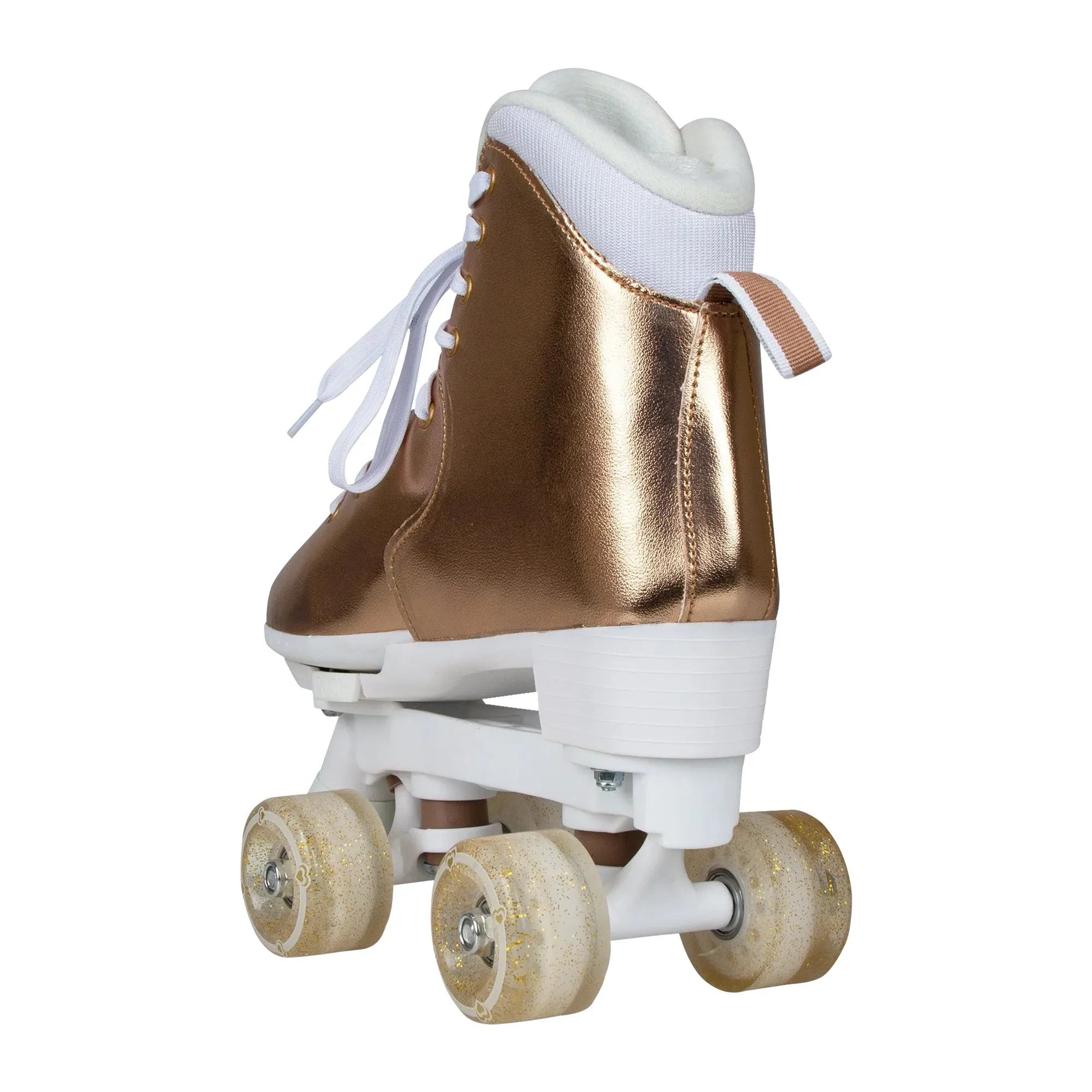 Adjustable Quad Kids Roller Skates, ABEC 7 Bearings, Metallic Rose Gold - Circle Society