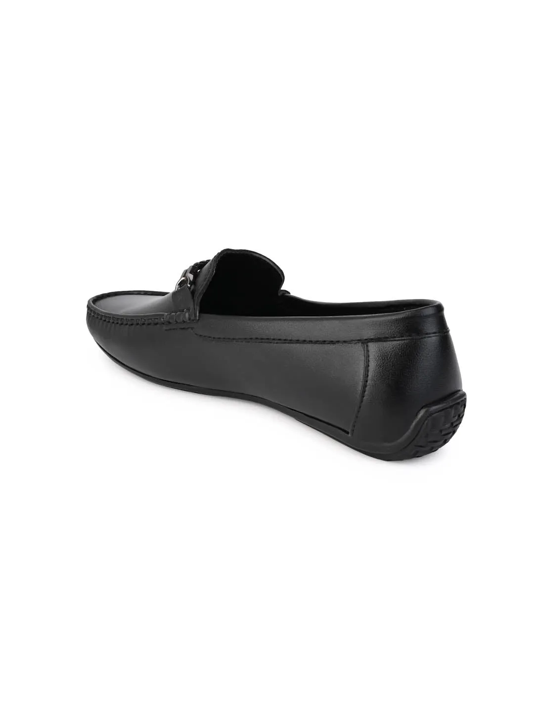 Alberto Torresi Black Burnish With TPR Sole Loafers For Men