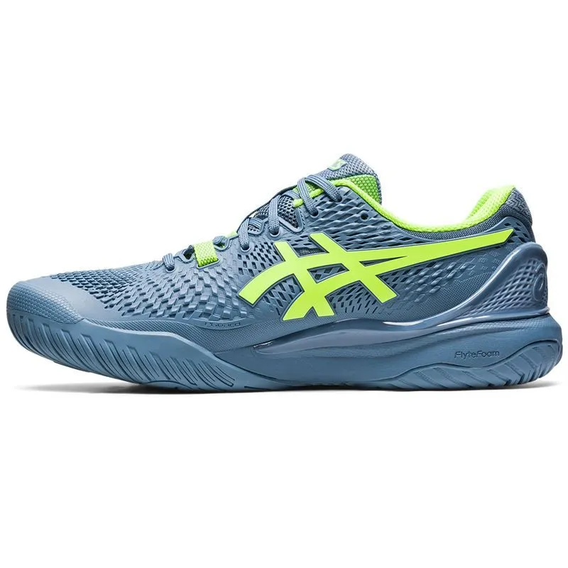 Asics Men's Gel Resolution 9 Tennis Shoes Steel Blue Green