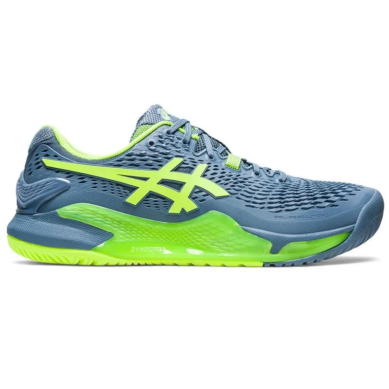 Asics Men's Gel Resolution 9 Tennis Shoes Steel Blue Green