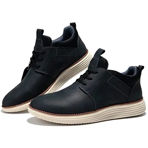 Athletic Shoe, Genuine Leather Casual Walking Sneaker Shoes Mid-Top Black 13