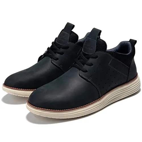 Athletic Shoe, Genuine Leather Casual Walking Sneaker Shoes Mid-Top Black 13