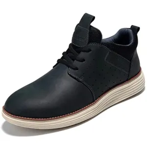 Athletic Shoe, Genuine Leather Casual Walking Sneaker Shoes Mid-Top Black 13