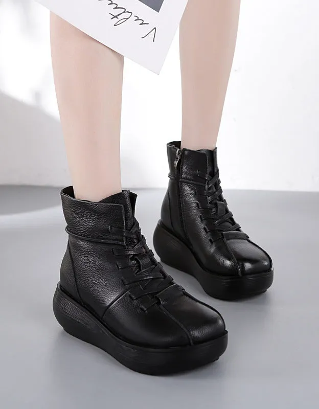 Autumn Winter Handmade Thick-Soled Retro Leather Boots