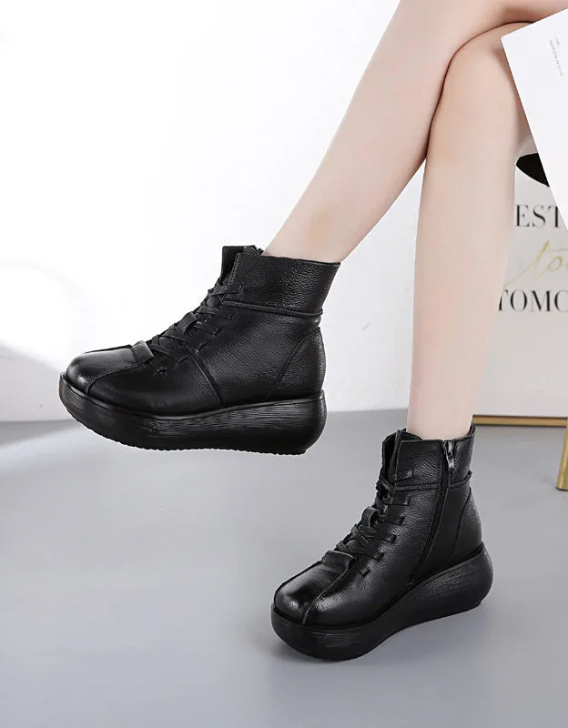 Autumn Winter Handmade Thick-Soled Retro Leather Boots