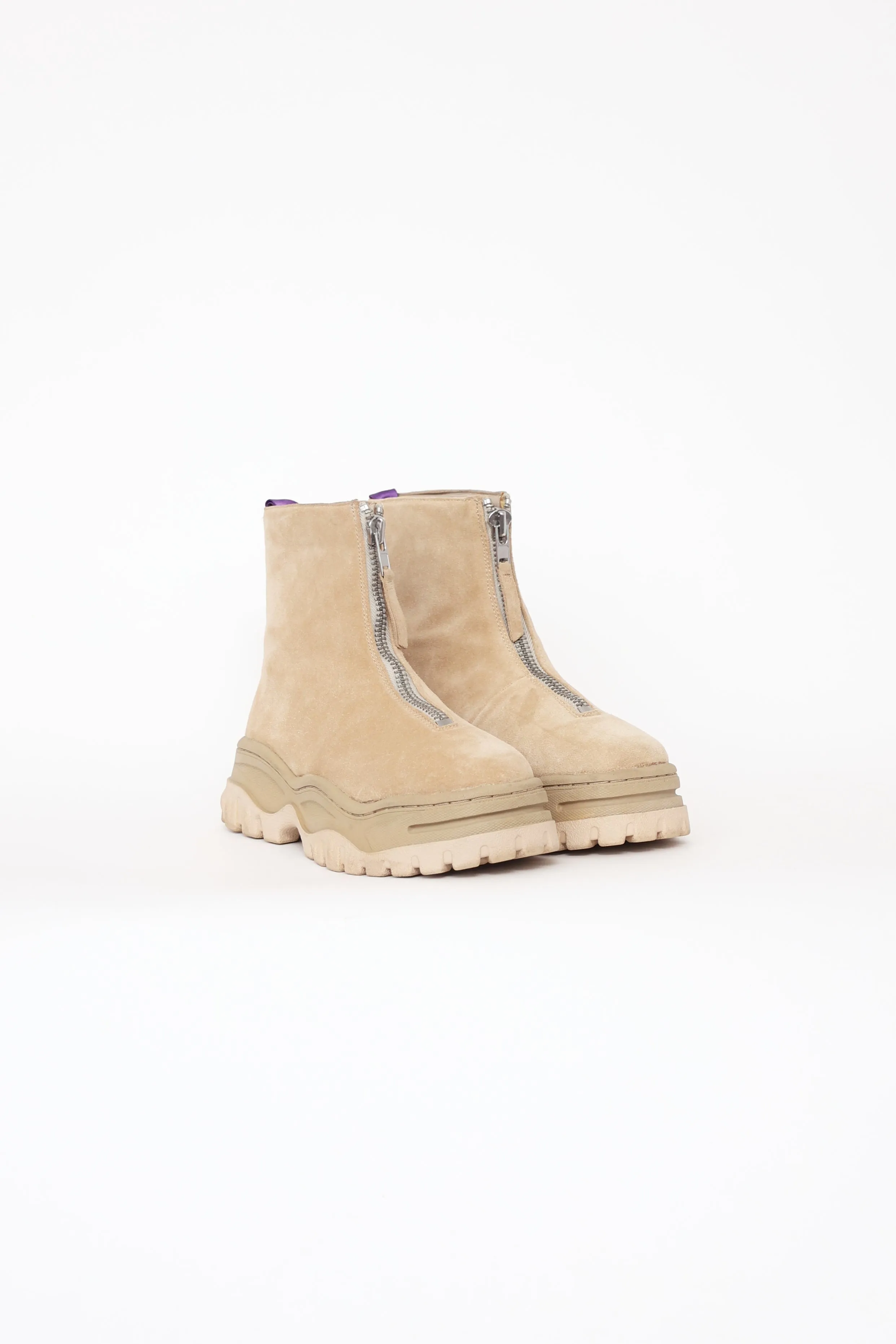 Beige Suede Raven Chunky Boots