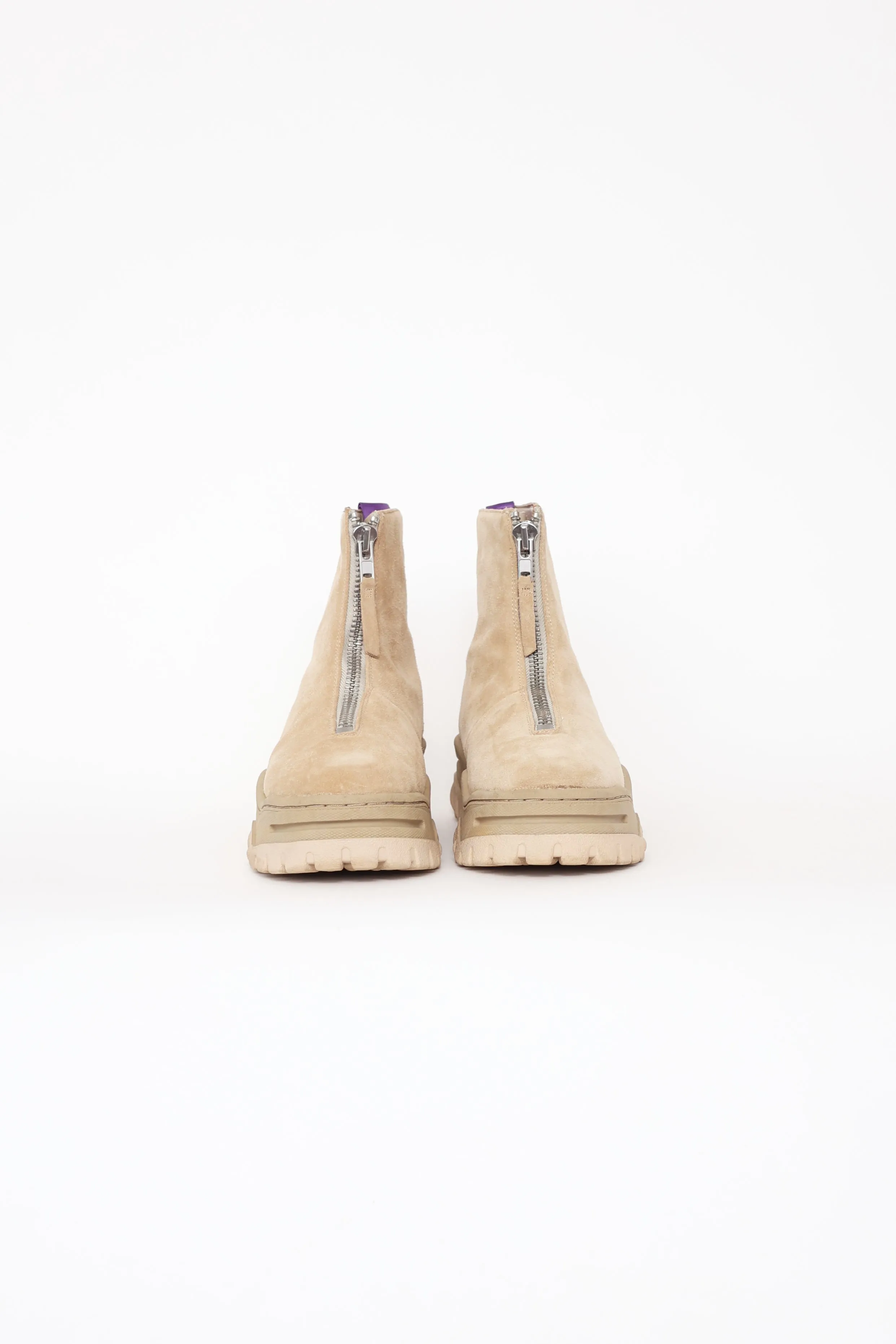 Beige Suede Raven Chunky Boots