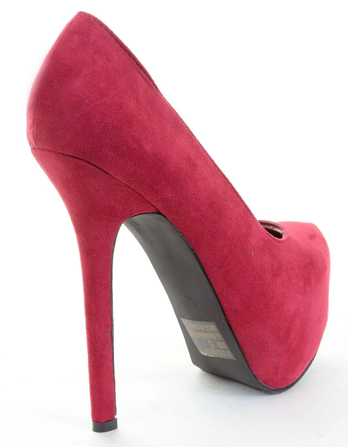 Berry Almond Toe Hidden Platform Stiletto Heel Pumps