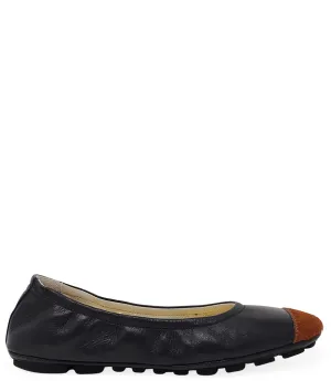 Black/Tan Calf Hair Tip Ballet Flat