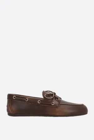 Bleached Leather Driving Loafers