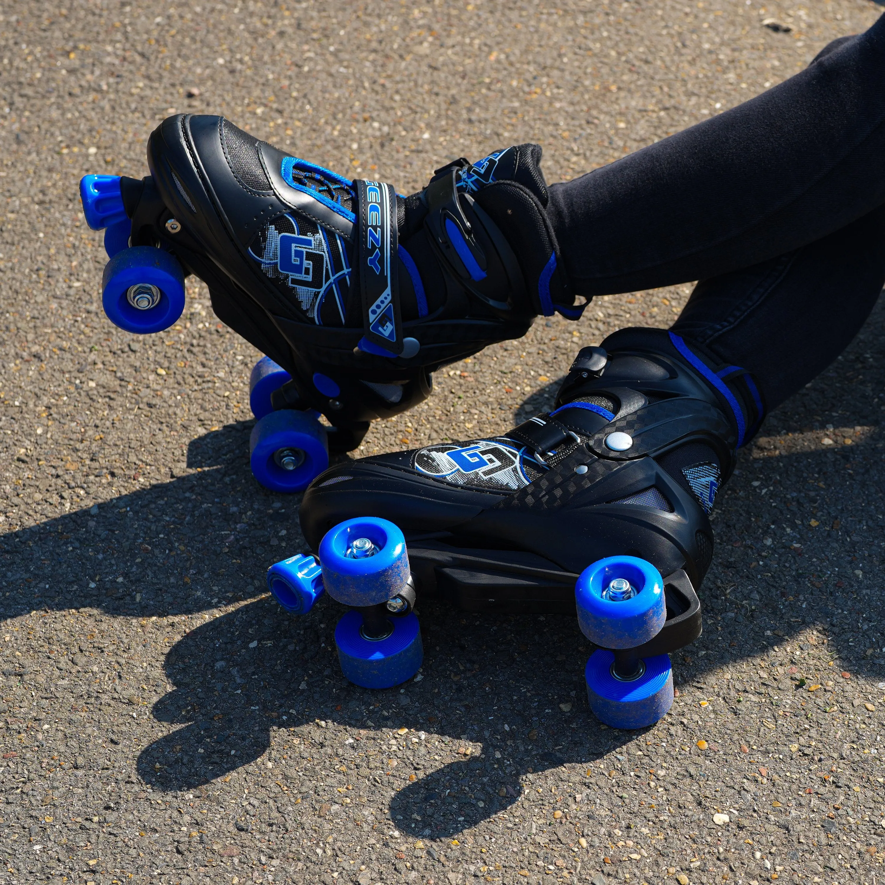 Blue and Black Roller Skates for Kids with 4 Wheel