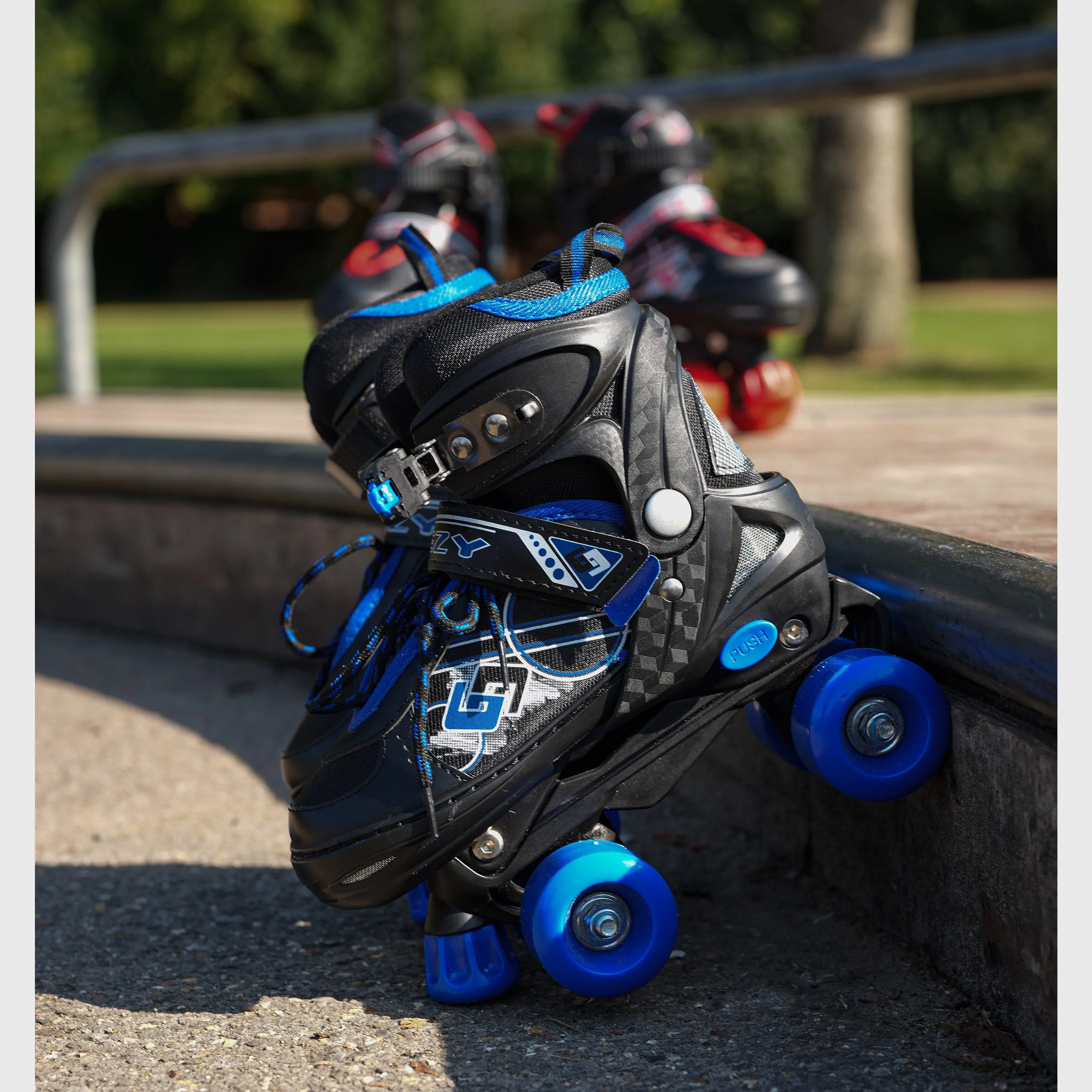 Blue and Black Roller Skates for Kids with 4 Wheel