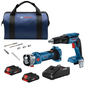 Bosch GXL18V-291B25 18V 2-Tool Combo Kit with Brushless Screwgun, Brushless Cut-Out Tool