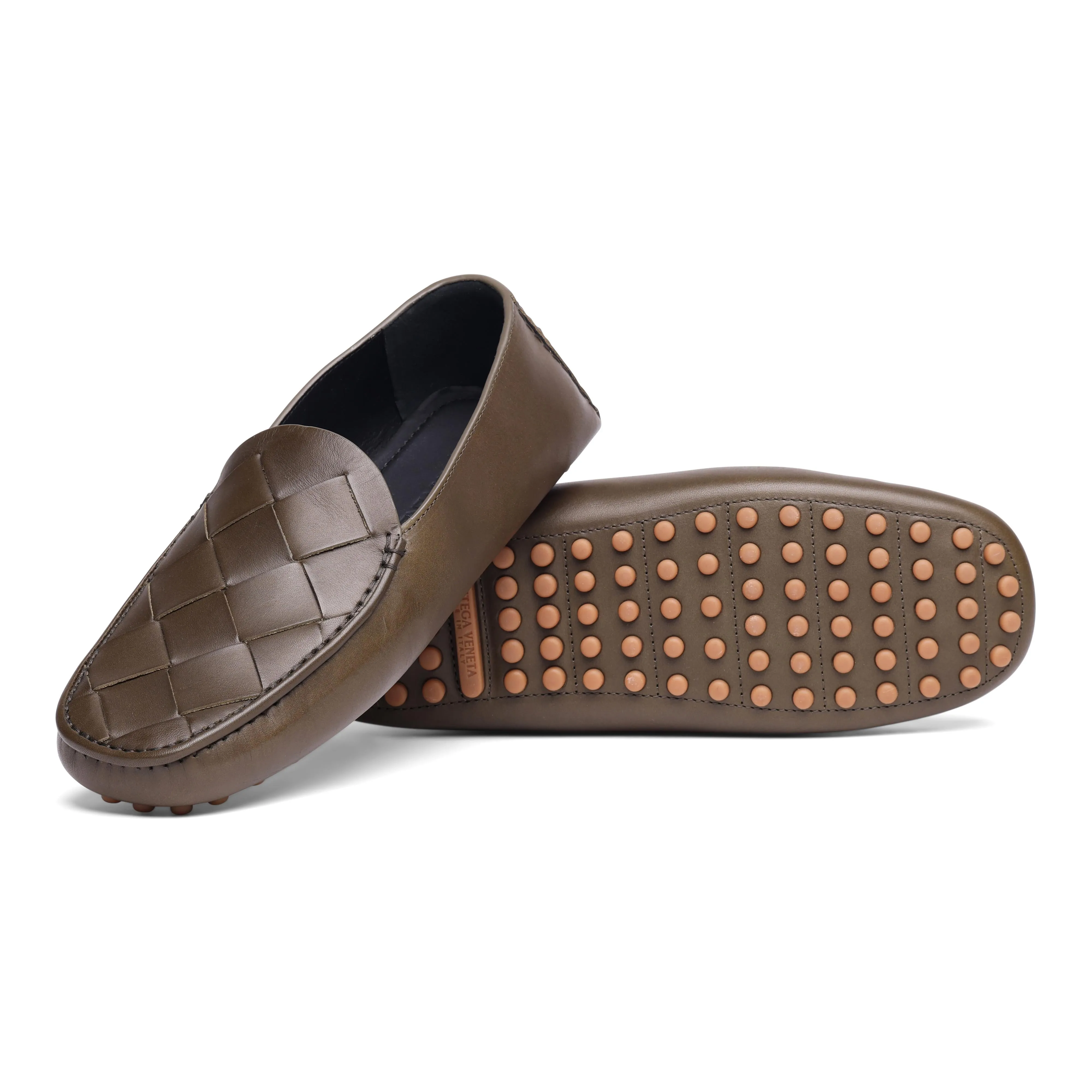 Bottega Veneta Leather Intrecciato Driving Slippers