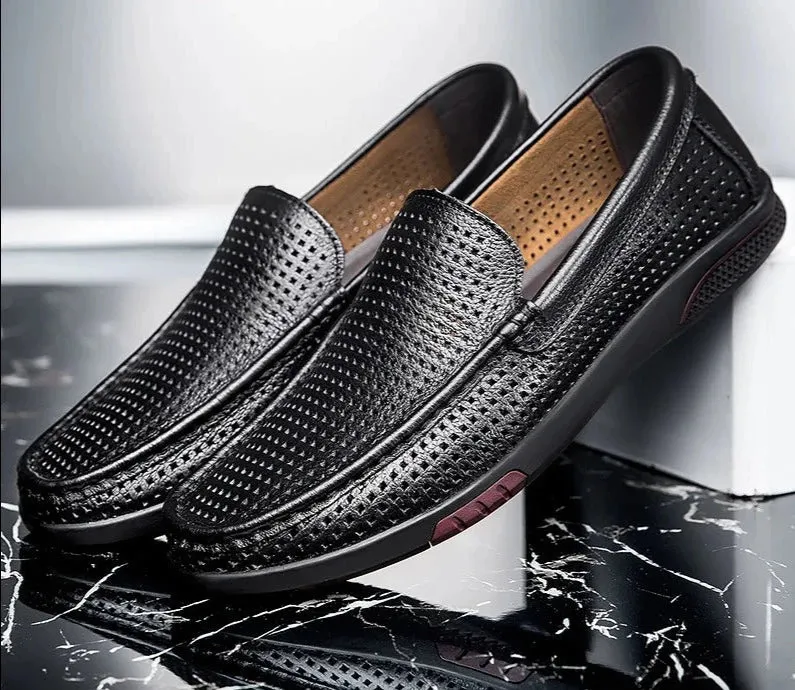 Brand Genuine Leather Leisure Loafer Fashion Breathable Driving Shoes Slip On Comfortable Flats Men Shoes Size 36-46