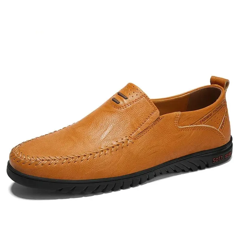 Brand Men Genuine Leather Shoes Luxury Casual Shoes Soft Men Loafers Breathable Slip On Driving Men Shoes Plus Size 47