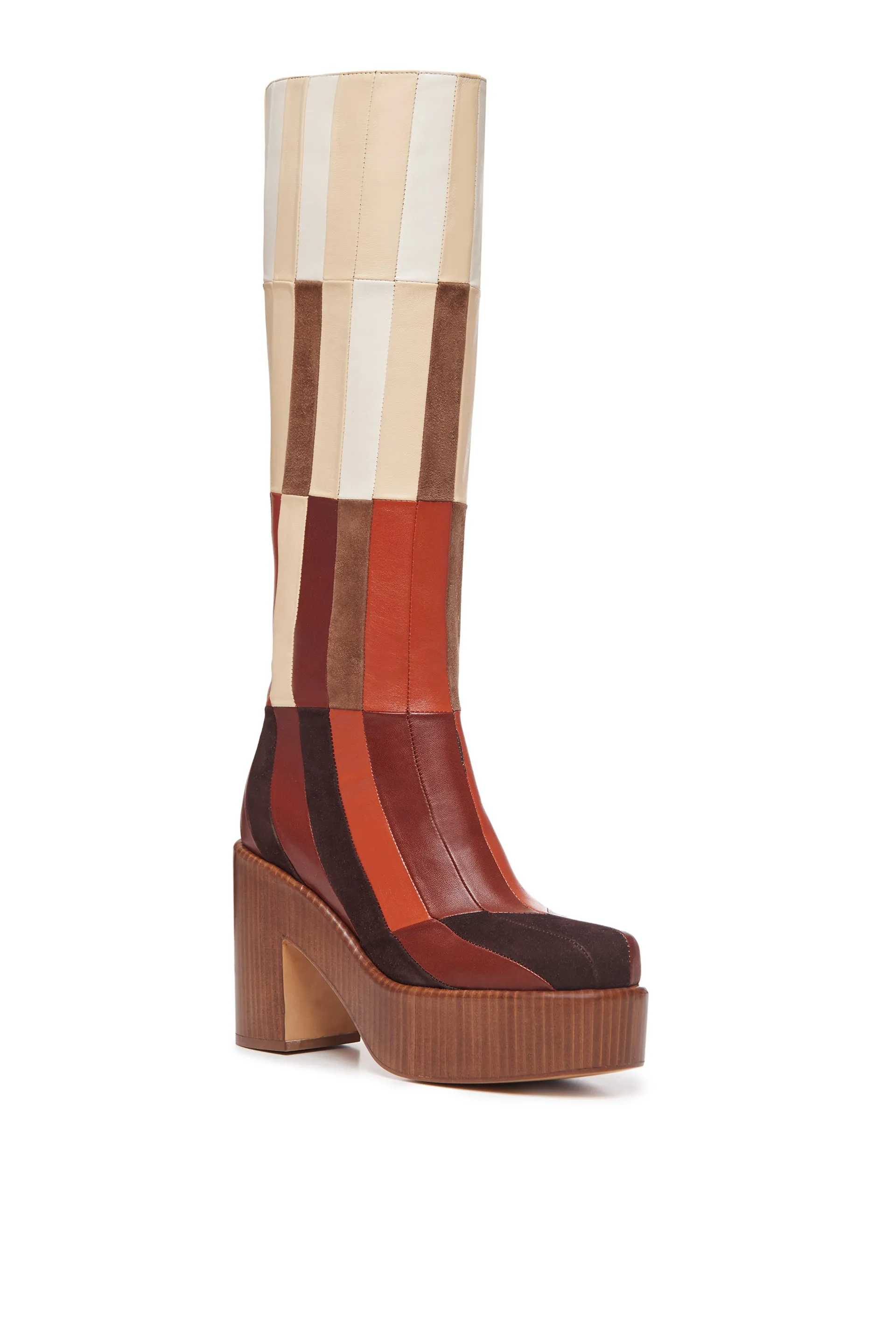 Brigade Patchwork Boot in Red Clay Multi Suede