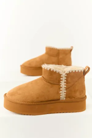 Brown Sugar Suede Platform Ankle Boots