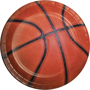 Bulk Basketball Paper Dessert Plates (96 per Case)