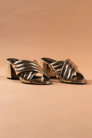 Criss Cross Gold Heels