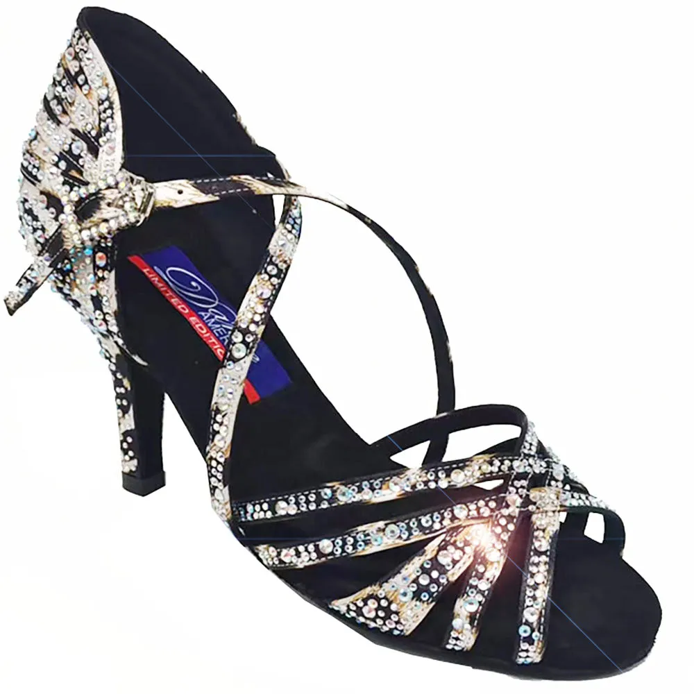 Dance America Limited Edition Vegas Colored Satin Latin Dance Shoe with Rhinestones