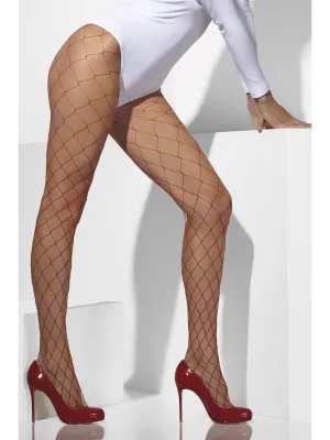 Diamond Net Tights, Red