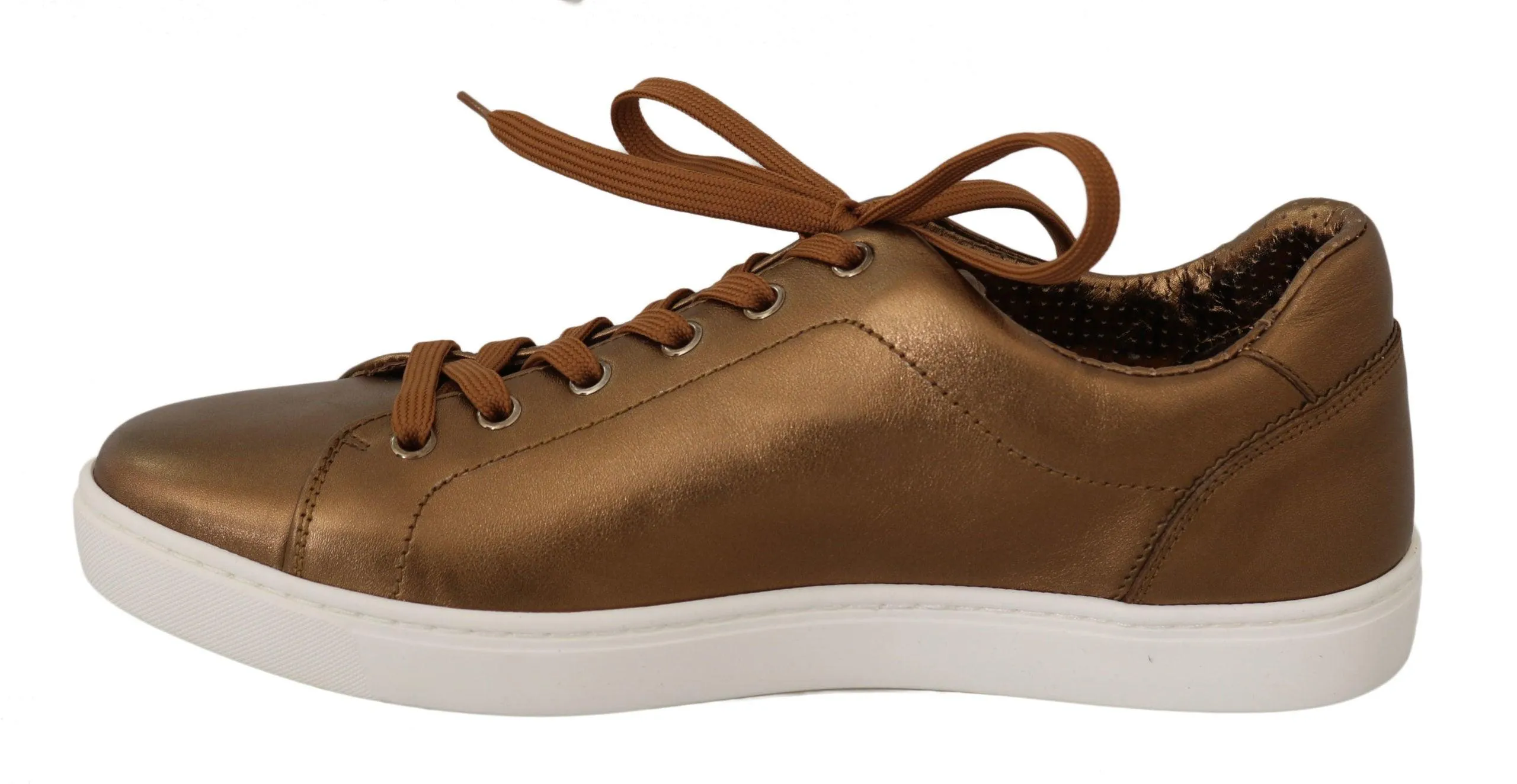 Dolce & Gabbana Gold Leather Mens Casual Sneakers