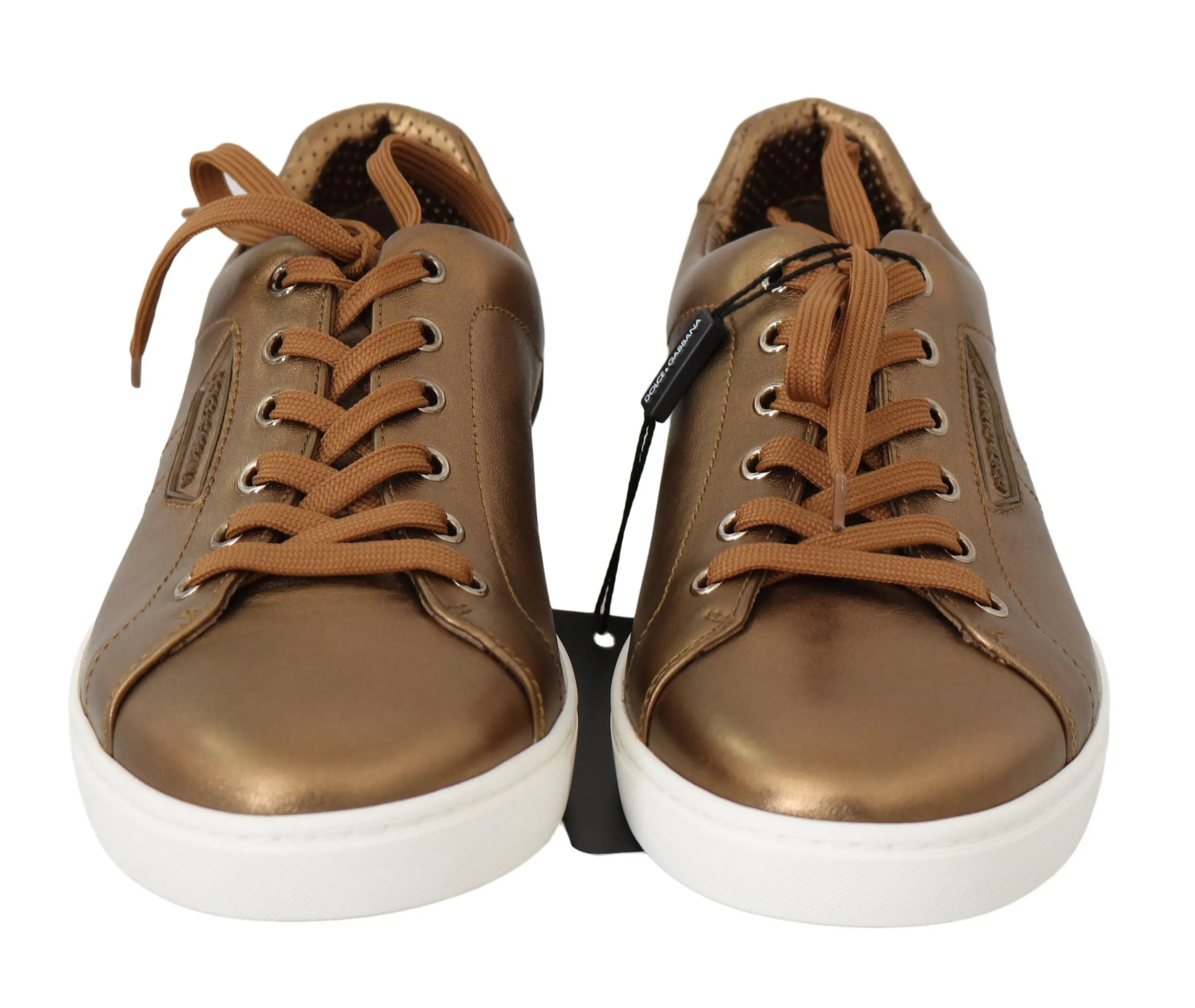 Dolce & Gabbana Gold Leather Mens Casual Sneakers