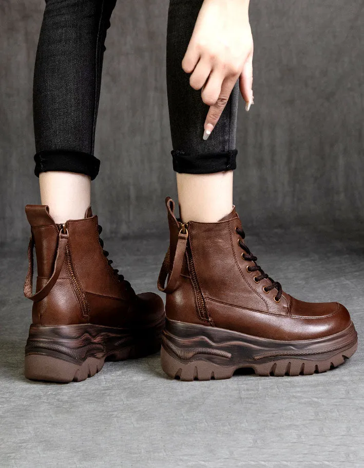 Double Zipper Retro Platform Winter Boots