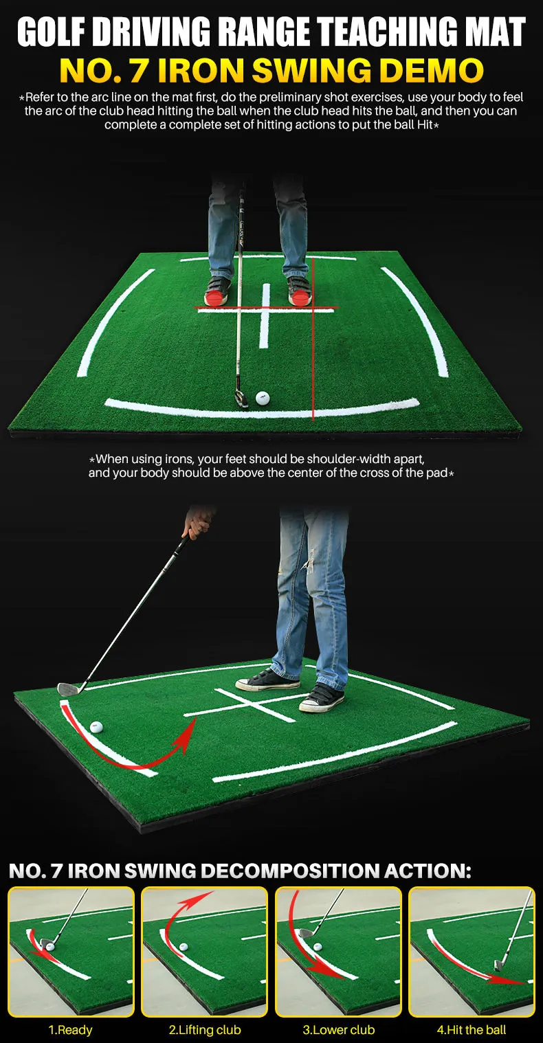 Driving Range Golf Training Mat With Alignment Lines