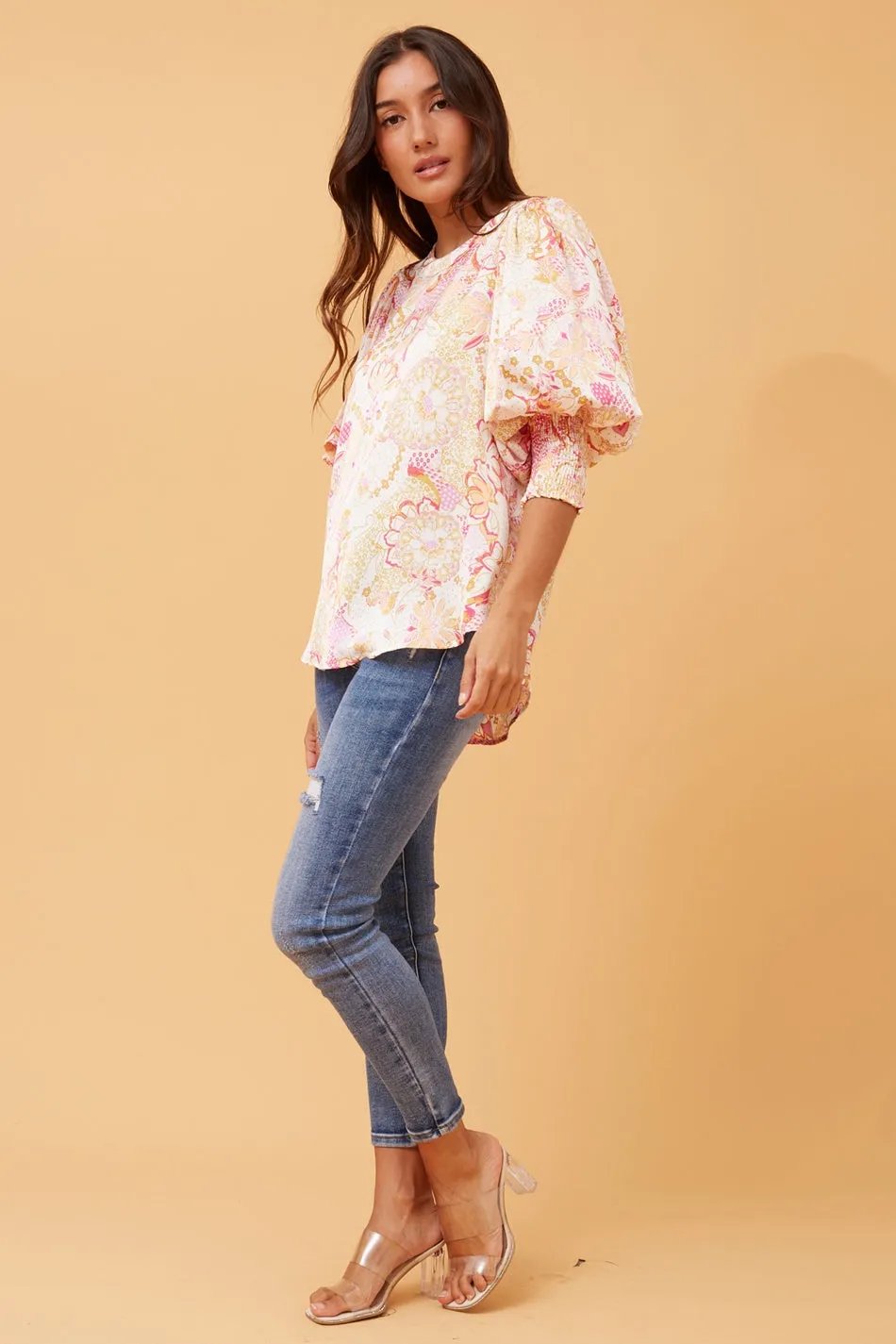 ELEGANT FLORAL SATIN BLOUSE